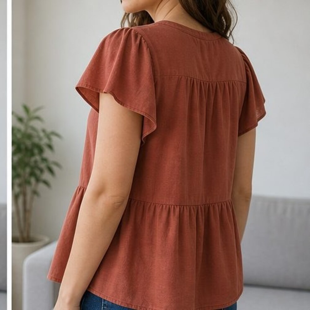 Rust Smocked Top - Picture 3 of 6